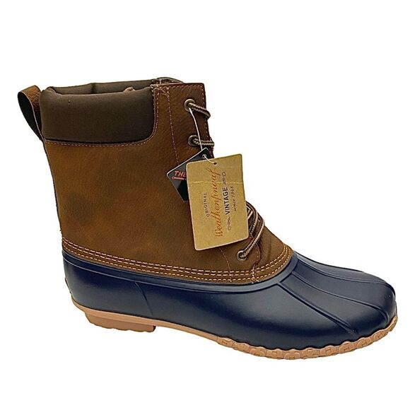 WEATHERPROOF VINTAGE Men's Adam II Duck Boots Navy/Brown 13 Medium Pre-Owned - Picture 3 of 12